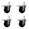 Service Caster 4 Hard Rubber Swivel 7/16'' Grip Ring Stem Caster Set with Total Lock Brake, 4PK SCC-GRTTL20S414-HRS-716138-4 - alternate 1